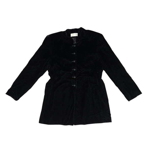 VINTAGE CASUAL CORNER Velvet Jacket | Medium | Black | 90s Tailored Quiet Luxury - Picture 2 of 9